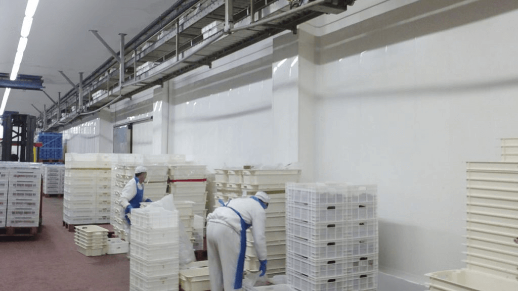 Area de carga de productos alimenticios cubierta con láminas de revestimiento de PVC Panelchok